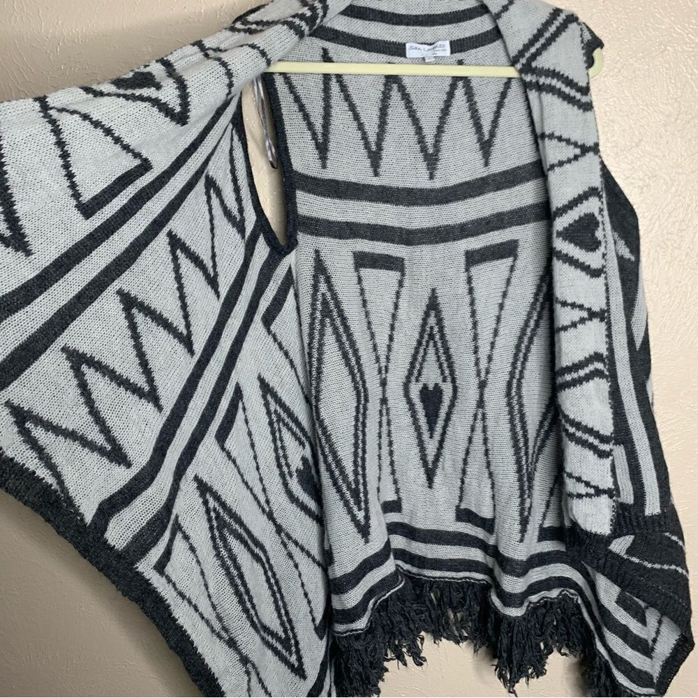 San lorenzo open front fringe wool‎ alpaca sleeveless cardigan gray - Picture 2 of 10